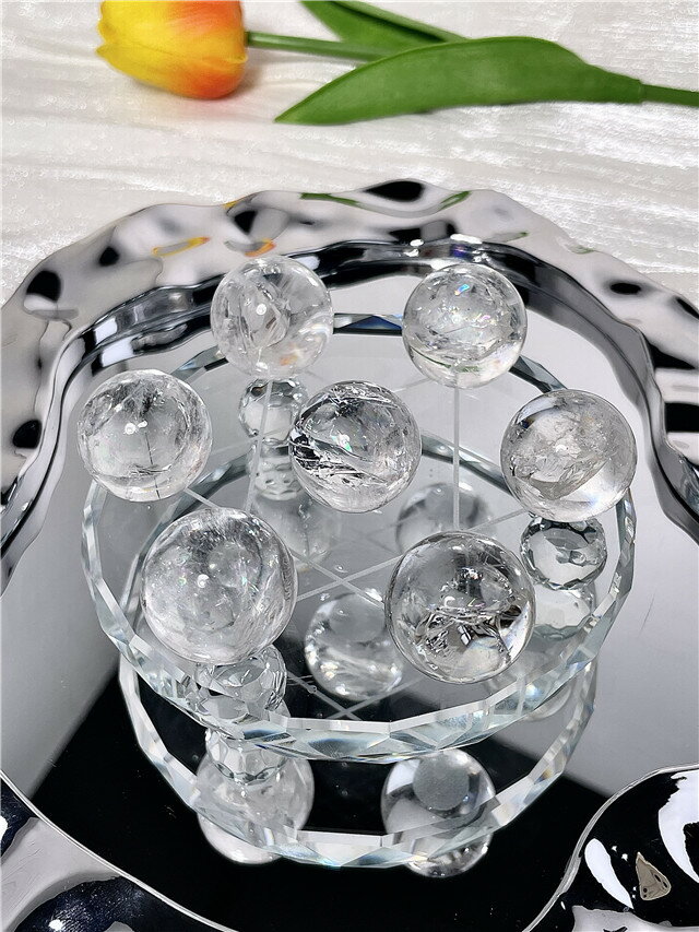 水晶 丸玉 七星陣  天然石 レインボー 万能 開運  送料無料 YT1128/YS/55D