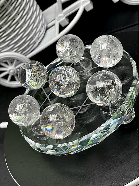 水晶 レインボー水晶丸七星陣 置物 原石 クリスタル ファントム【送料無料】58B02b /B86B7D