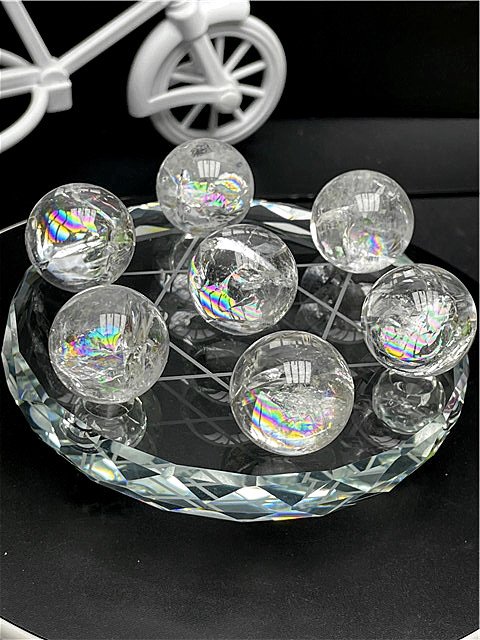 水晶 レインボー水晶丸七星陣 置物 原石 クリスタル ファントム【送料無料】58B02b /B86B7D