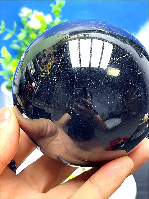 モリオン 黒水晶 丸玉 【送料無料】【魔除け】天然石【台座 付き】110C06/B88C1