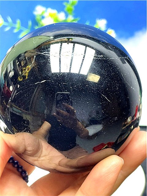 モリオン 黒水晶 丸玉 【送料無料】【魔除け】天然石【台座 付き】110C06/B88C1