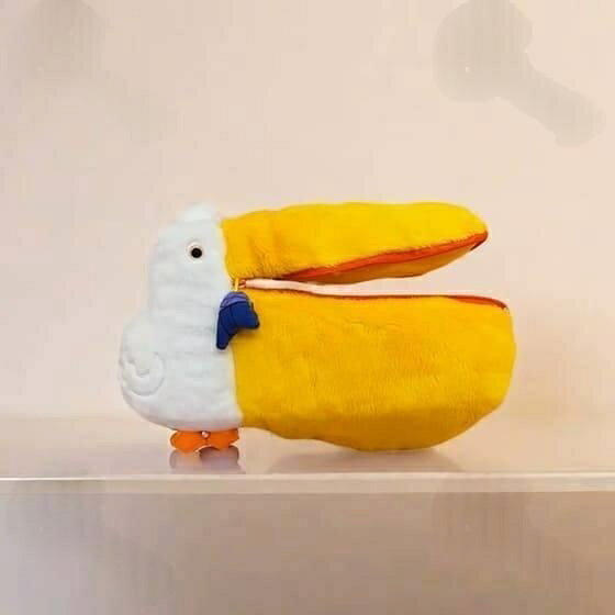 ペンケース 筆箱 マルチポーチ 大きめ 大容量 ぬいぐるみ 人形 鳥 ペリカン かわいい アニマル ユニーク 韓国雑貨 小学生 中学生 高校生 レディース ギフト L S ホワイト 小物入れ suisyou001-10111705 水晶開運堂 サンプル画像2