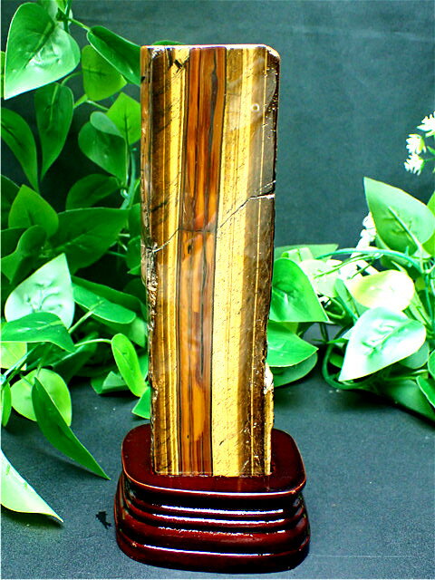 タイガーアイ原石 天然石【金運UP】【送料無料】【台座 付き】58A25/B82A3