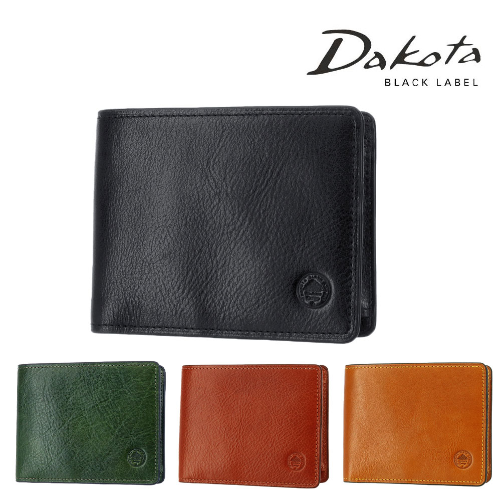 ダコタブラックレーベル 二つ折り財布（メンズ） ＼5/15限定 最大P24倍／ ダコタブラックレーベル Dakota black label エティカ 二つ折り財布 折財布 ウォレット 620321(620311) イタリア製牛革 本革 メンズ レディース ブラック ブラウン グリーン 小銭入れあり 送料無料 あす楽 プレゼント ラッピング plup0424