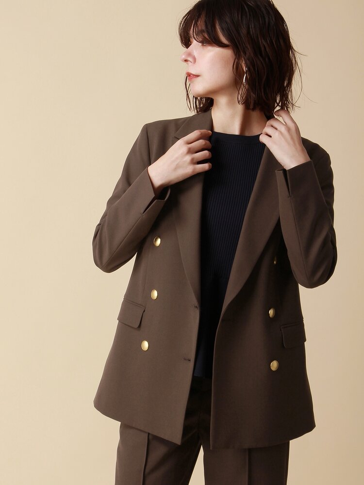 レディース ダブルブレスト ジャケット 秋冬 ビジネス オフィス カジュアル テーラード ダブルジャケッ..