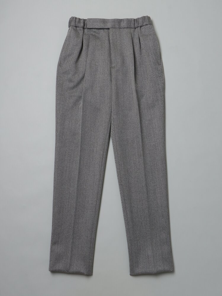 メンズ 秋 冬 GOOVI タックテーパードパンツ ウールシャンブレー キャバリーツイル ビジネス オフィス ..