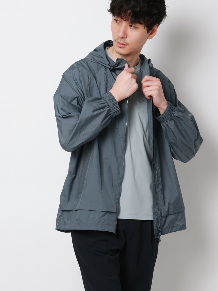 樂天商城 - FLAT 軽量 アウター ナイロン メンズ 春夏秋冬 ブルー 青 ブラック 黒 無地 洗える ウォッシャブル UVカット 軽い ナイロンワッシャー ダブルジップ ドローコード ナイロンジャケット フード アウター アウトドア スポーティー カジュアル オフィスカジュアル