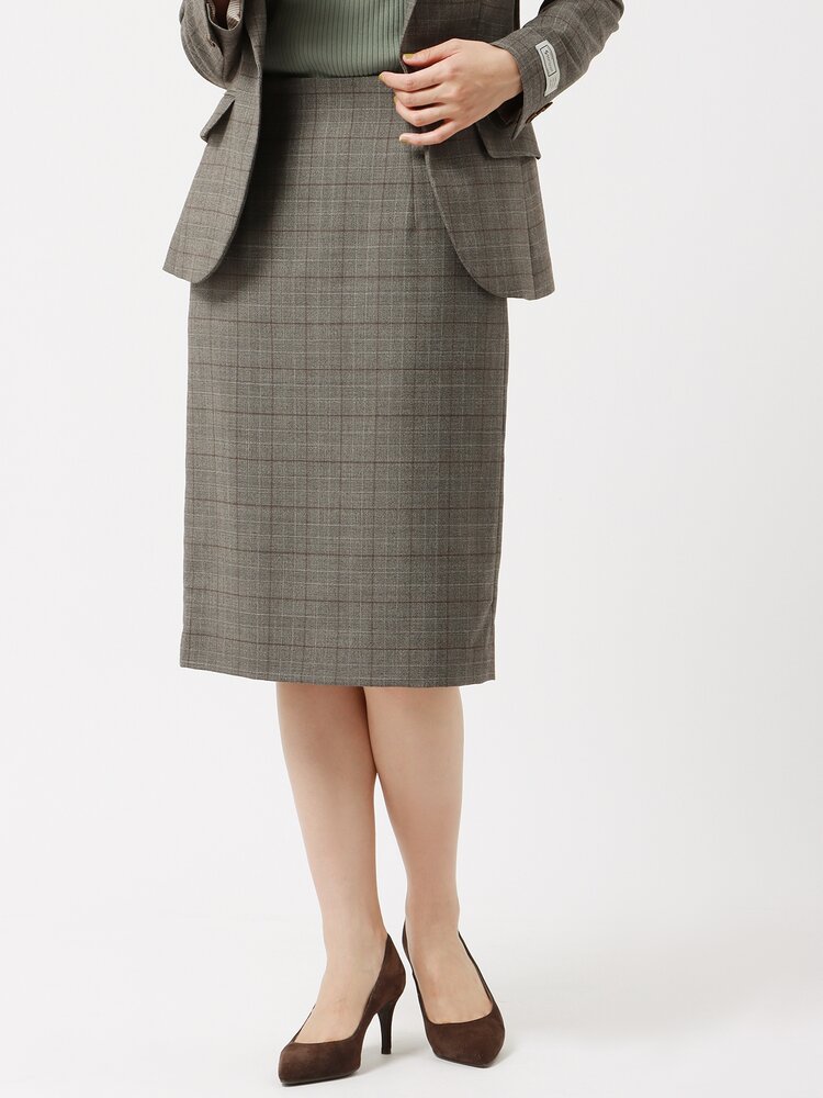 レディース タイトスカート 秋冬 ビジネス サイドファスナー ウエスト：バックゴム バックスリット 裏..