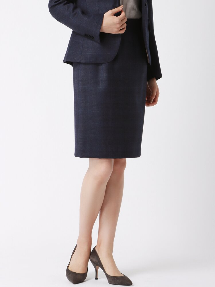 レディース タイトスカート 秋冬 ビジネス REDA レダ バックファスナー タイト チェック バックスリッ..