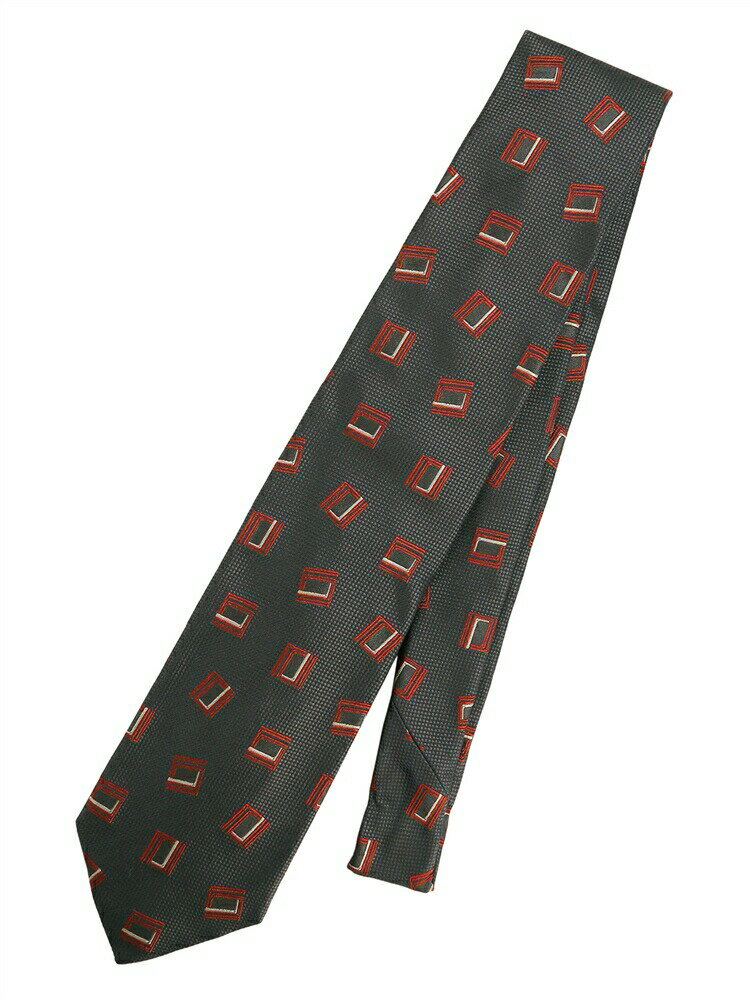 ネクタイ メンズ Fabric by ITALY シルク 小紋×織柄 グレー系 ユニバーサルランゲージ スーツスクエア