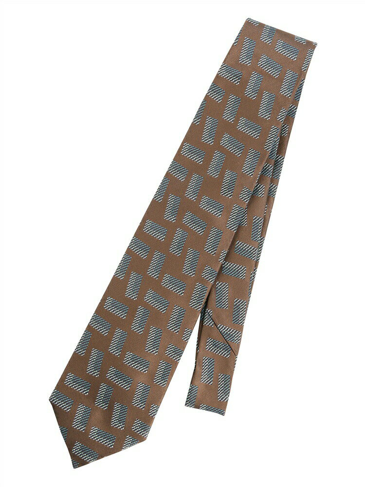 ネクタイ メンズ Fabric by ITALY シルク 総柄 ブラウン系 ユニバーサルランゲージ スーツスクエア
