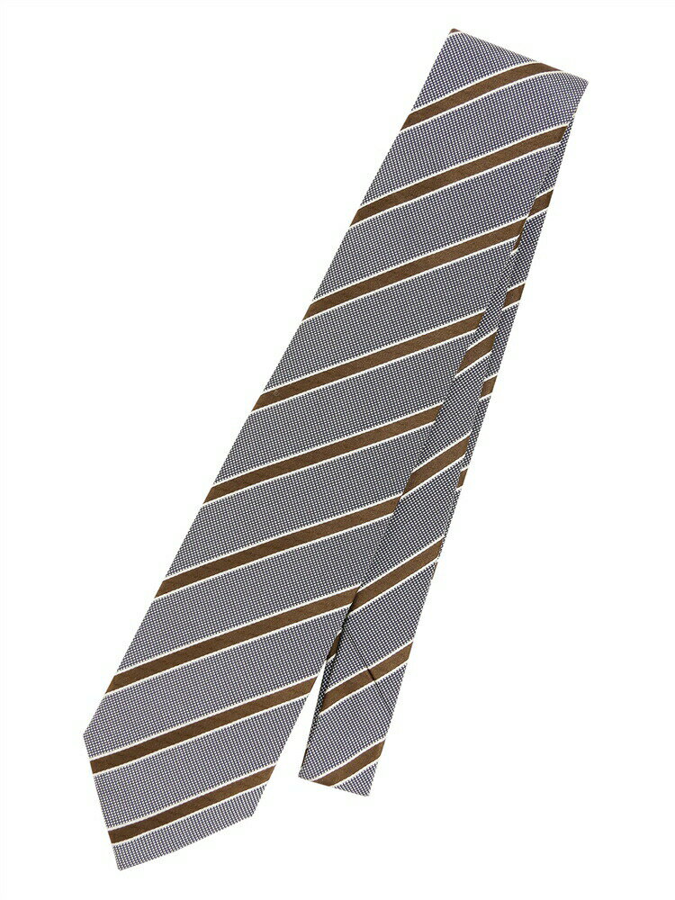 ネクタイ メンズ fiorio シルク ストライプ×織柄 ブラウン系 ユニバーサルランゲージ スーツスクエア
