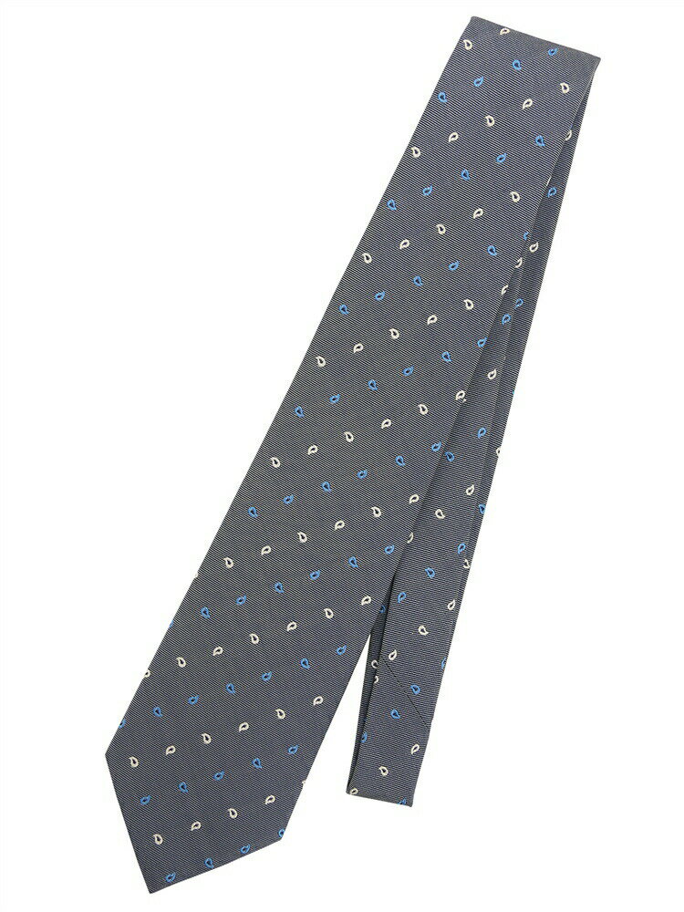 ネクタイ メンズ PYLOOT シルクコットン ペイズリー×織柄 ネイビー系 ユニバーサルランゲージ スーツス..
