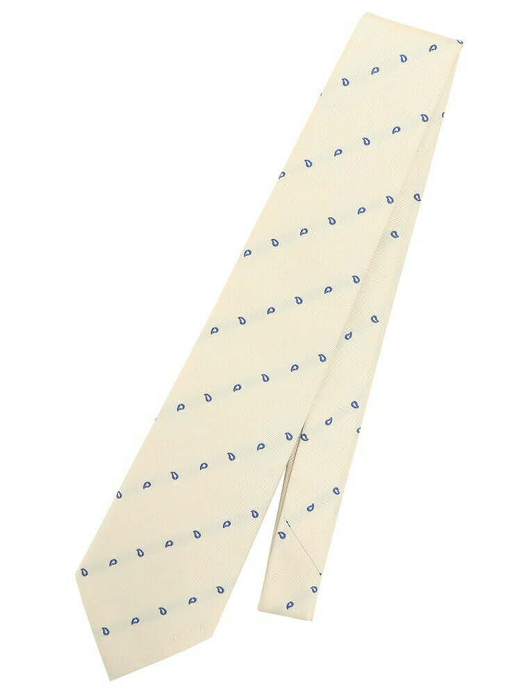 ネクタイ メンズ PYLOOT シルクコットン ペイズリー×織柄 ホワイト系 ユニバーサルランゲージ スーツス..