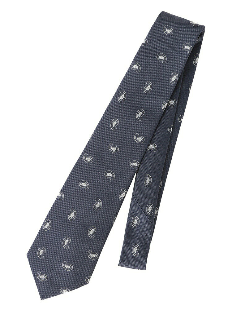 ネクタイ メンズ PYLOOT シルク ペイズリー×織柄 ネイビー系 ユニバーサルランゲージ スーツスクエア