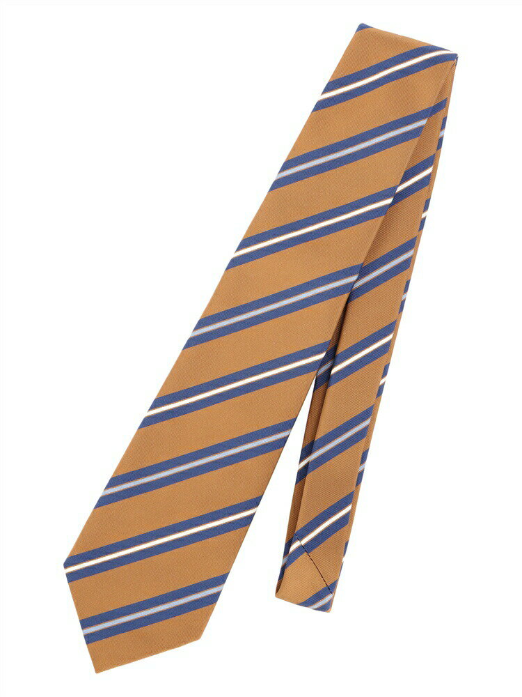ネクタイ メンズ PYLOOT シルクコットン ストライプ×織柄 ブラウン系 ユニバーサルランゲージ スーツス..