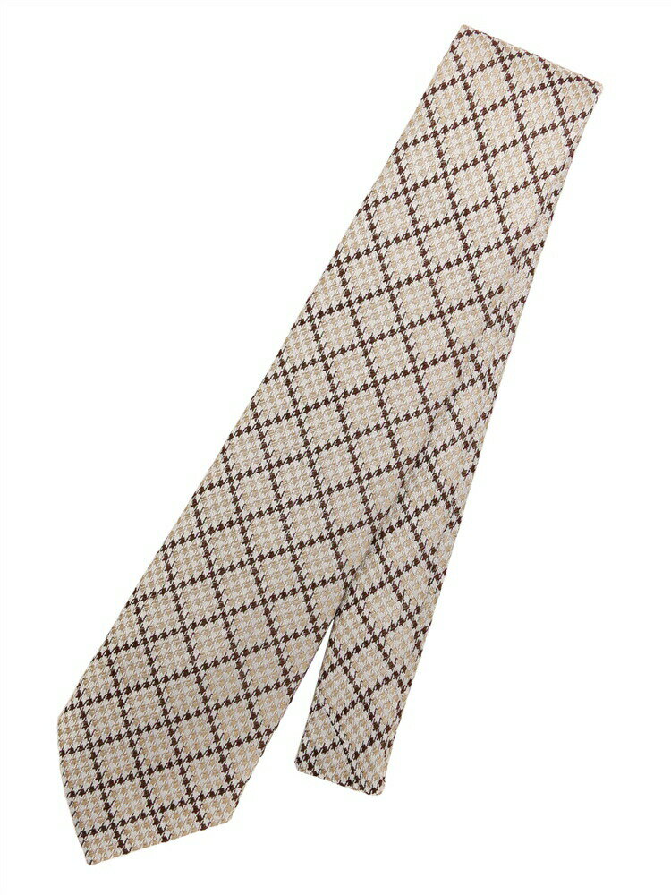 ネクタイ メンズ andreu.barcelona アンドリュー・バルセロナ シルクウール ハウンドトゥース ベージュ系 スーツスクエア