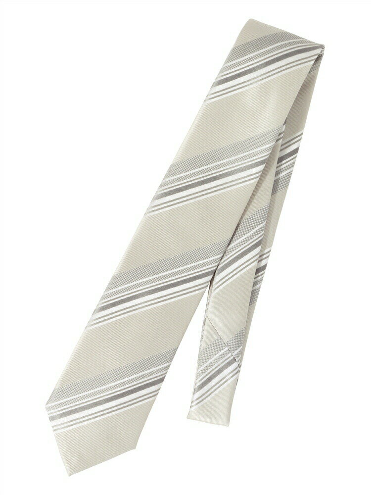 ネクタイ フォーマル ポリエステルシルク ストライプ×織柄 シルバー系 スーツスクエア