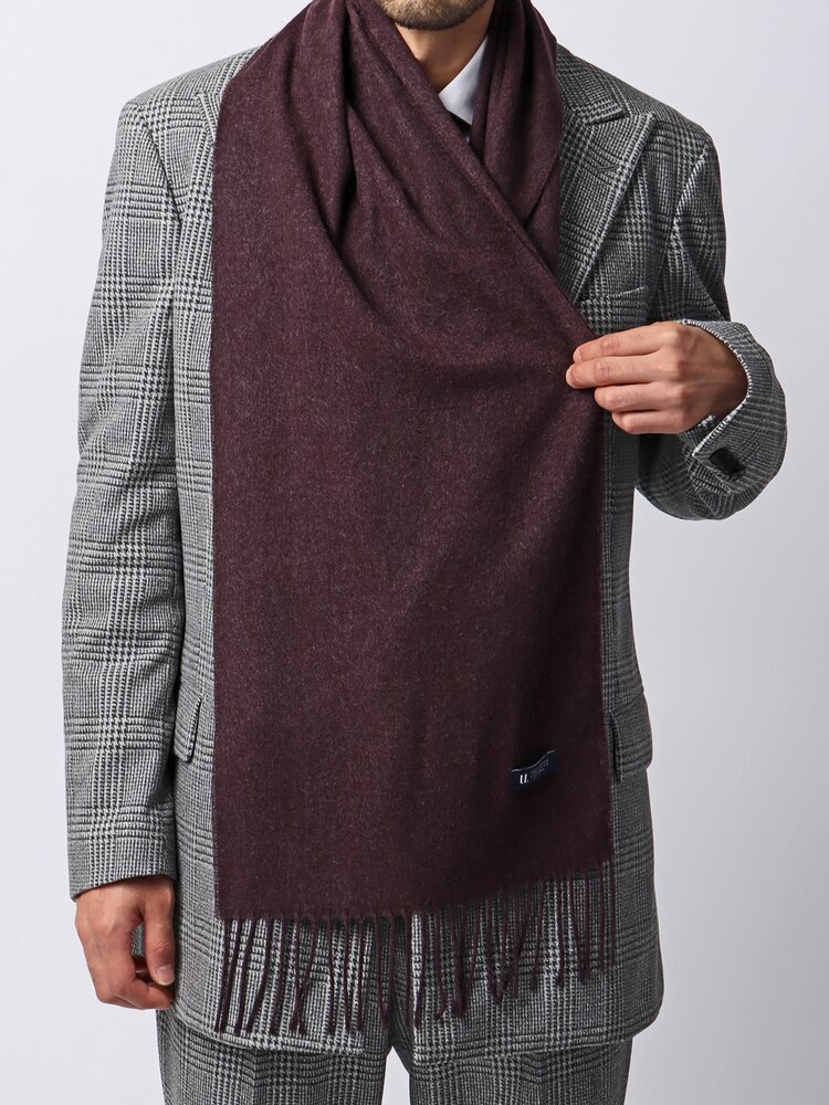 メンズ マフラー アクリル 無地 暖かい ビジネス プレゼント レッド系 薄手 チクチクしない 軽量 全長162.0cm 幅32.5cm 中判サイズ スーツスクエア