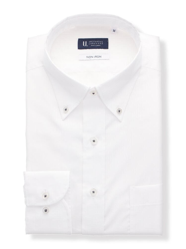 メンズ WEB限定 ワイシャツ 長袖 COOL MAX ノンアイロン FIT ドレスシャツ ホワイト系 スーツスクエア オフィス ビジネス 胸ポケット付き ボタンダウン オフィス ビジネス アイロン不要 シワになりにくい