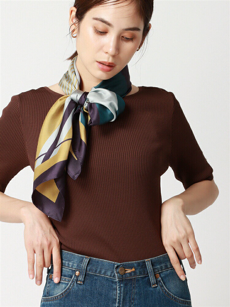 大判スカーフ JAPAN QUALITY シルクツイル ジオメトリック パープル ホワイト スーツスクエア