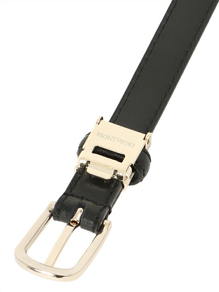 SUITSQUAREのカーブベルト LWGレザー ゴールドバックル ブラック ホワイト スーツスクエア｜アングル2