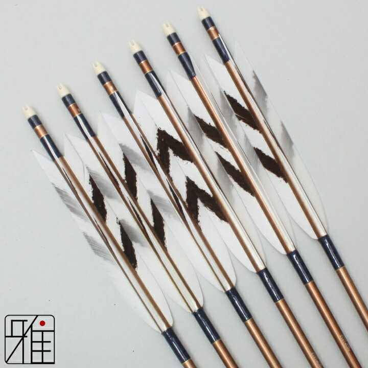 弓道 矢 ジュラルミン矢 6本組ターキー手描染羽 1913シャフト茶矧糸：青系 【送料無料】翠山弓具店 suizanすいざんきゅうぐてん 【YA19..