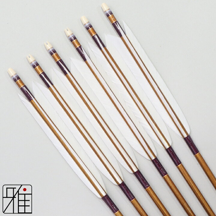 弓道 矢 ジュラルミン矢 6本組ターキー白羽 1913バンブーシャフト矧糸：紫系｜筈巻糸有【送料無料】翠..