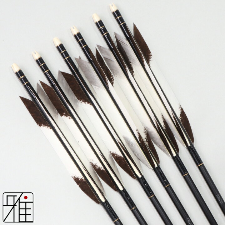 弓道 矢 ジュラルミン矢 6本組ターキー手描染羽 2015シャフト黒矧糸：黒系【送料無料】翠山弓具店 suiz..