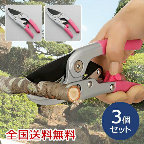 【ポイント10倍】スムーズ剪定ハサミ 4段ラチェット式 枝きり ガーデニング 園芸用品 盆栽 お得な3個セット