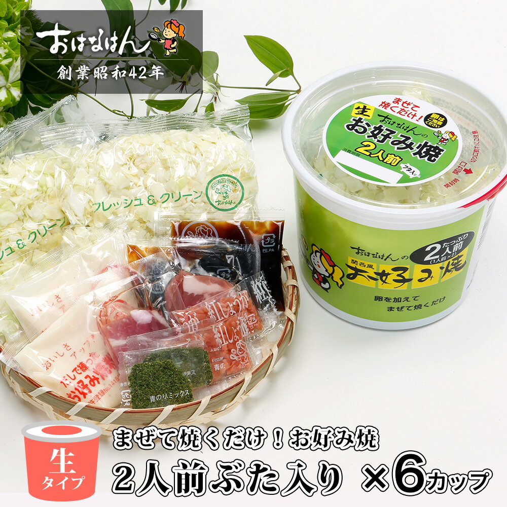 お好み焼 2人前ぶた入り(6カップ)セット 具材 ソース 入り おはなはん おこのみやき 簡単 生 カップ ブタ 天然出汁 国産 キャベツ 関西風お好み焼き お歳暮 お中元 ギフト 仕送り 送料無料 お取り寄せ グルメ 豚 イカ キャンプ飯 バーベキュー BBQ