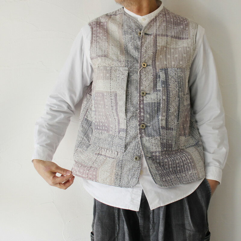 FUNSET OF ART ファンセットオブアート ブリーチバンダナパッチワークカバーベスト #sand