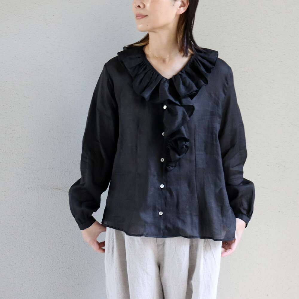 Rakuten - SUSURI ススリ　スネイルブラウス　#off white , black 【送料無料】