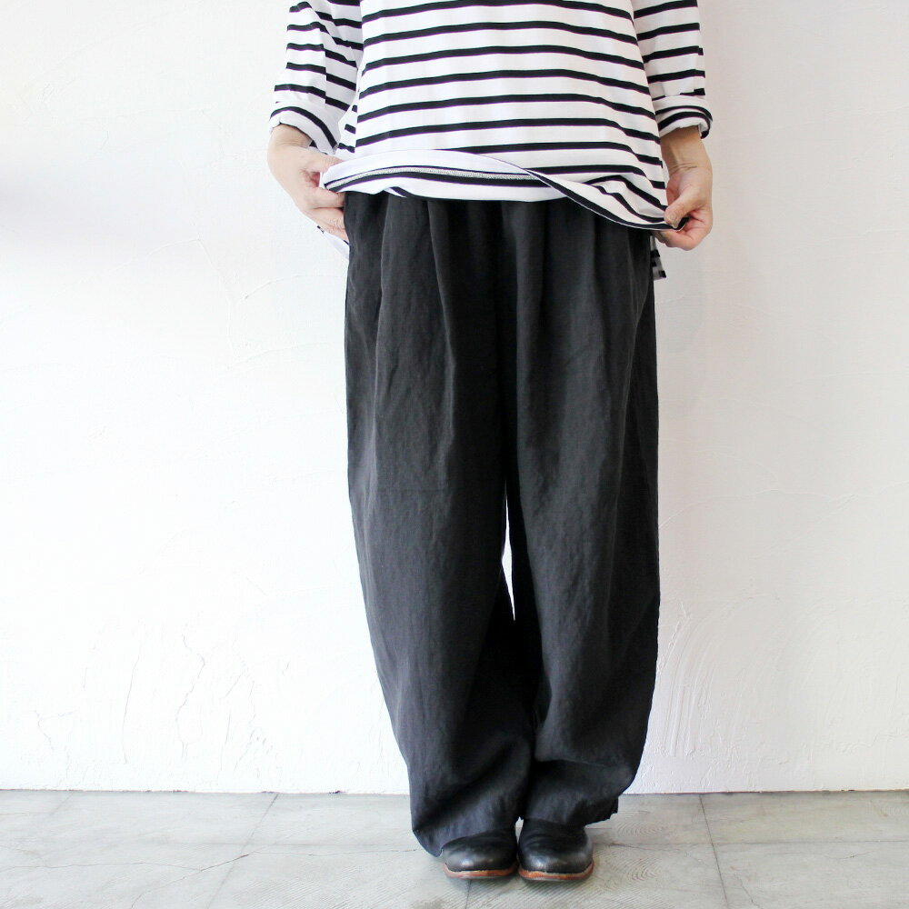Rakuten - TRAVAIL MANUEL トラバイユマニュアル　フレンチリネンキャンバスコクーンパンツ　#ブラック