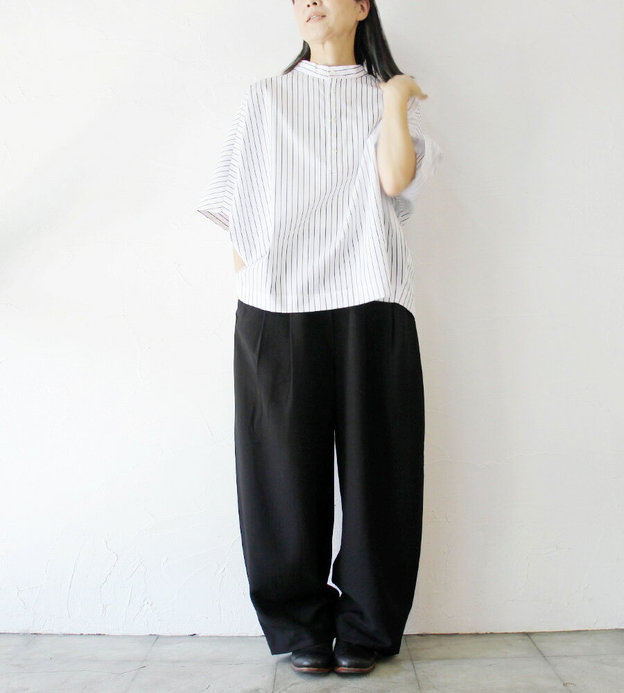 TRAVAIL MANUEL トラバイユマニュアル　ヴィンテージツイルコクーンパンツ　#ブラック　