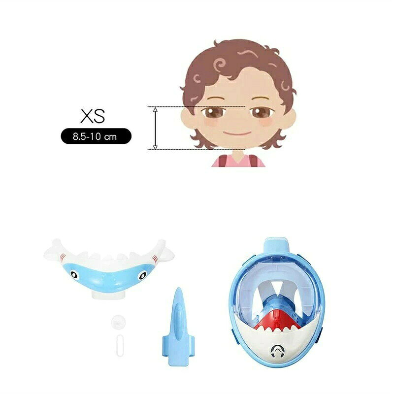 SUKIOのシュノーケル 子供用 マスク フルフェイス シュノーケリングマスク 防曇 防水 フルドライ 180°広角視界 折りたたみ式 呼吸しやすい キッズ ジュニア 潜水マスク シュノーケリング 水遊び 海水浴 プール 海 ダイビング ゴーグル 曇り止め 漏れ防止 動物柄 カートゥーン｜アングル2
