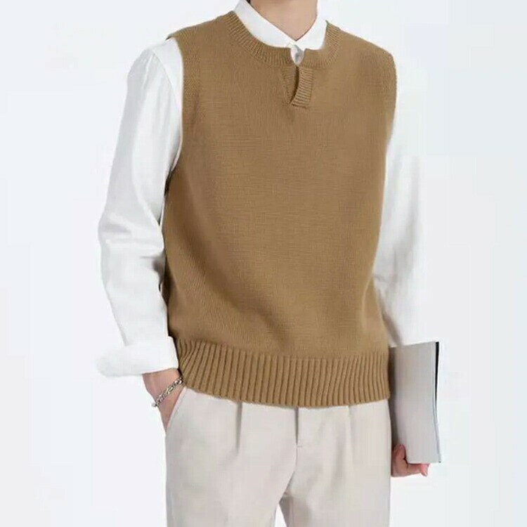 おしゃれ 春 ラウンドネック ノースリーブ カジュアル Vネック メンズ ニットベスト シンプル 無地 秋冬 ビジネス ジレ トップス セーター ニット ベスト