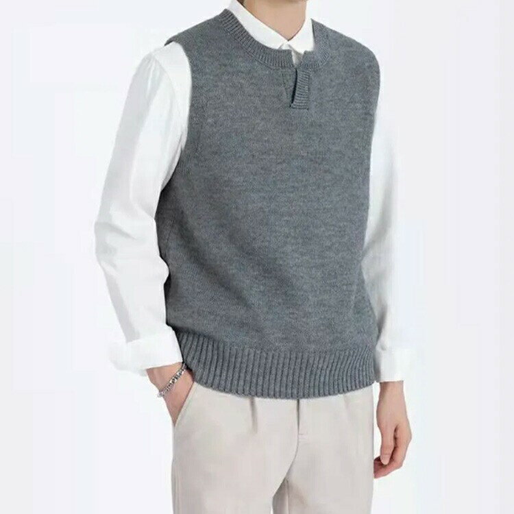 おしゃれ 春 ラウンドネック ノースリーブ カジュアル Vネック メンズ ニットベスト シンプル 無地 秋冬 ビジネス ジレ トップス セーター ニット ベスト