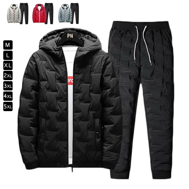 セットアップ メンズ 冬 上下セット パーカー 中綿ジャケット 厚手パンツ 無地 スポーツウェア おしゃれ 防寒 スウェット上下セット