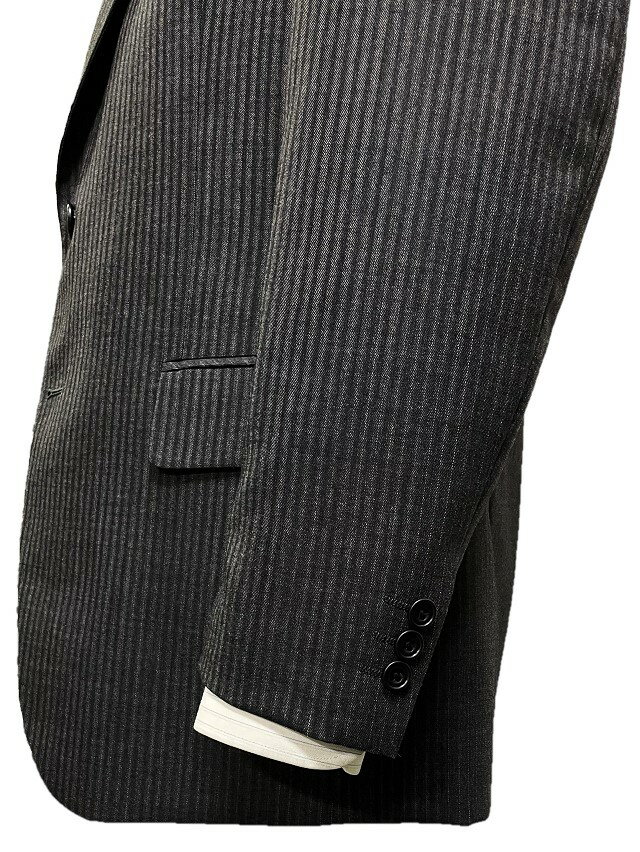 (秋冬)【スタンダード】ウール混2つボタンツータックスーツ チャコールグレーストライプ AB体/13613