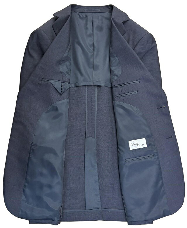 【難あり】AB6サイズ春夏【スタンダード】ウール混2つボタンツータックウォッシャブルスーツ 紺無地系 18135-6