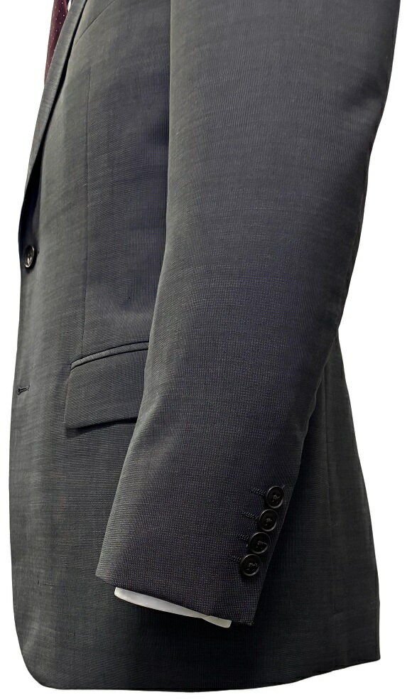 【難あり】BB7サイズ春夏【クラシック】ウール混2つボタンノータックウォシャブルスーツグレーシャンブレー 14068-7