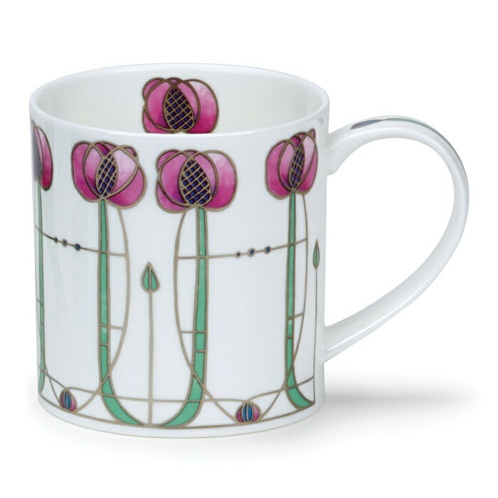 「薔薇」をテーマにした、豪華にプラチナが使用されたデザイン性高いマグカップ。世界を席巻した建築家兼デザイナーであるマッキントッシュのデザインを基に制作されています。ピンクの花にプラチナの輪郭が上品に輝き魅力的です。