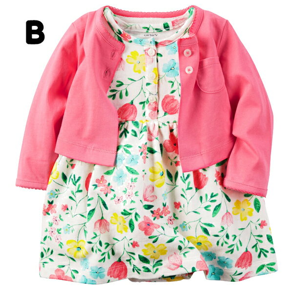 【マラソン半額！】カーターズ ワンピース風ロンパース ベビー服 花柄 カーディガン付 女の子 出産祝い アウトレット
