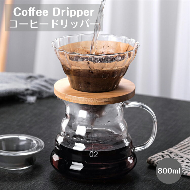 コーヒーフィルター コーヒードリッパー コーヒーカラフェ セット ガラス 耐熱耐冷 800ml 1