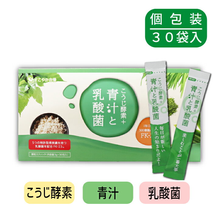 送料無料 青汁 乳酸菌 こうじ 酵素 3g 30本 小分け 持ち運び 麹 抹茶 クマザサ 桑の葉 グリーンスムージー 国産 野菜 野菜不足 粉末 健康 美容 食物繊維 ダイエット 置き換え ヘルシー