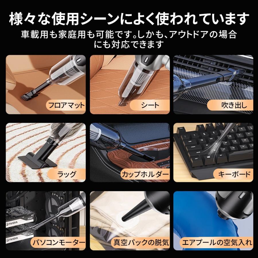 ハンディクリーナー 掃除機 小型 32000pa 3段階調整可 ミニ掃除機 コードレス ブラシレスモーター 静音 強力吸引 家用 車載用 一台2役 充電式 ミニ掃除機 耐用