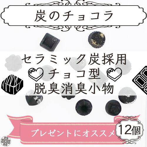 kinokoto 炭のチョコラ 12個入りギフトボックス プチギフト バレンタイン ホワイトデーショコラ 靴 ニオイ 除湿 消臭スニーカー デオドラント シューズヒール パンプス 臭い 消臭脱臭 消臭剤 炭のチョコラ 12個入り【送料込価格】 [3]