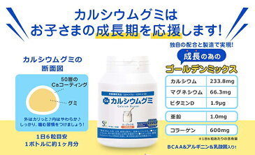 成長サプリ カルシウムグミ ヨーグルト味 1箱 30日分 伸び盛りの子供 身長 健康 小食 偏食に理想的な栄養補給 BCAA 植物性乳酸菌プラス