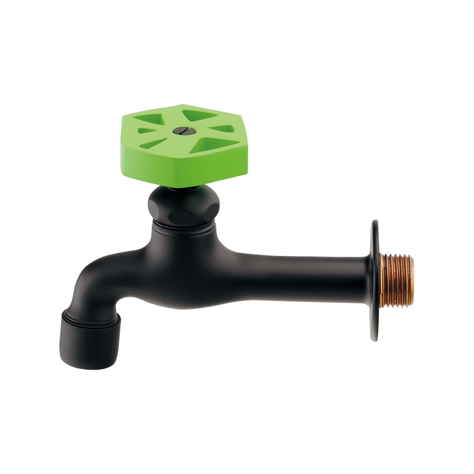 702-225-DG カクダイ 泡沫胴長横水栓／／マットブラック・ライムグリーン 送料無料 複数買いでお値引き